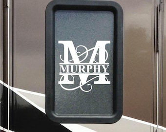 Personalized Split Monogram Decal | RV Door Window Decal | Family Monogram | Name Decals | RV Decal | RV Accessories | Large Camper Decal