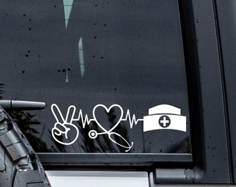 Peace Love Nursing Decal | Nurse Car Window Decal | Nurse Life Decal | Laptop Decal | RN Decal | LPN Decal | Healthcare Professional