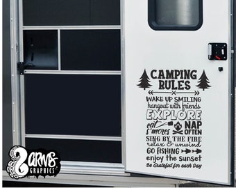 Camping Rules Decal | RV Decal | Large Camping Vinyl Decal | Camper Decal | RV Accessories | Vinyl Graphics | RV Decor | Camper Accessory