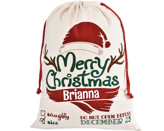 Personalized Santa Sack | Snowman Gift Bag | Kid Christmas Gift | Merry Christmas Jumbo Christmas Present Bag | Custom Name Christmas Bags