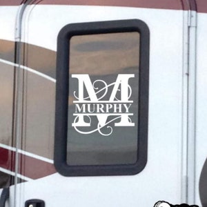 Personalized Split Monogram Decal | RV Door Window Decal | Family Monogram | Name Decals | RV Decal | RV Accessories | Large Camper Decal