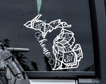 Michigan Mandala Decal | Home State Decal | Michigan Sticker | Floral Mandala Decal | Michigan Vinyl Decal | Flower Decal | Girly Car Decal