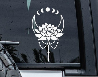 Lotus Decal | Moon Phases Decal | Moon Decal | Lotus Sticker | New Age Decals | Lotus Car Decal | Astrology | Astronomy