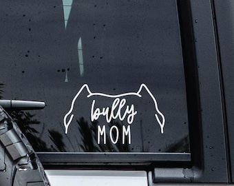 American Bully Decal | Custom Dog Ears Decal | Minimalist Dog Car Decal | Bully Dog Mom Decal | Pet Name Decal | Bully Dad Outline Dog Decal