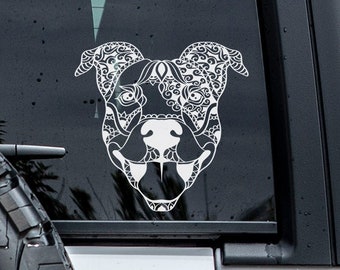 Pitbull Decal | Zentangle Dog Decal | Feminine Car Decal | Intricate Vinyl Sticker | Pitty Decal | American Staffordshire Terrier Decal