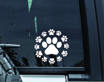 Paw Print Circle Decal | Dog Lover Decal | Paw Decal l Dog Mom Decal | Car Decal | Vinyl Window Decal | Pet Decal | Dog Vinyl Car Decal