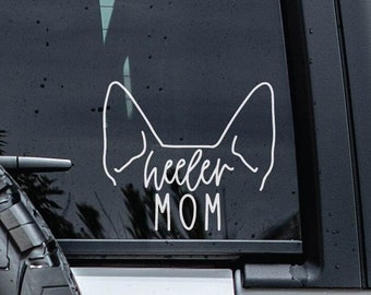 Heeler Decal | Dog Ears Decal | Minimalist Dog Decal | Dog Mom Decal | Pet Name Decal | Australian Cattle Dog Decal | Blue Heeler Car Decal