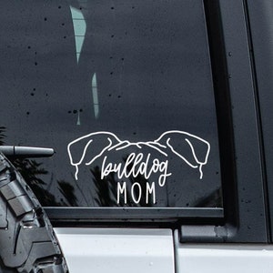 English Bulldog Decal | Dog Ears Decal | Minimalist Dog Car Decal | Bulldog Mom Decal | Pet Name Decal | Bulldog Dad | Dog Ear Outline Decal