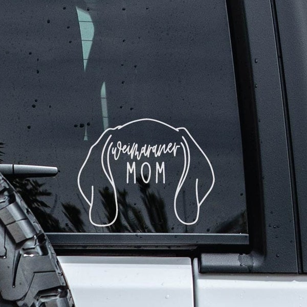 Weimaraner Decal | Custom Dog Ears Decal | Minimalist Dog Car Decal | Weimaraner Mom | Pet Name Decal | Dog Dad | Dog Ears Outline Decal