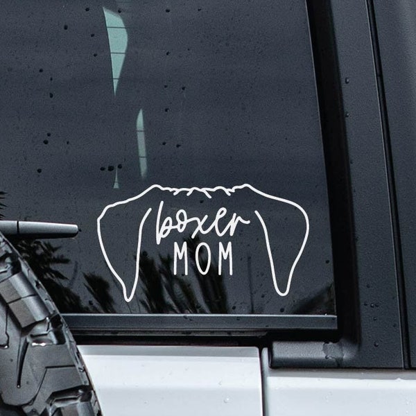 Boxer Decal | Dog Ears Decal | Minimalist Dog Car Decal | Boxer Mom Decal | Pet Name Decal | Boxer Head Outline | Boxer Dad Vinyl Car Decal