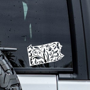 Pennsylvania Floral Decal | Pennsylvania Sticker | Home State Decal | Car Vinyl Decal | Flower Decal | Girly Decal | Intricate Vinyl Sticker