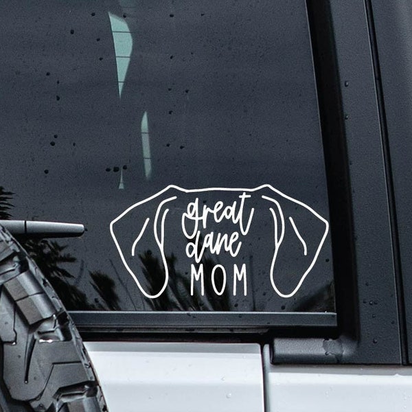 Great Dane Decal | Dog Ears Decal | Minimalist Dog Car Decal | Great Dane Mom Decal | Pet Name Decal | Great Dane Head Outline | Car Decal