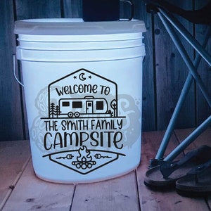 Welcome To Our Campsite Personalized Name Decal | Pull Behind  Trailer Decal | Camping Bucket Decal | Camping Accessories | Camper Decal