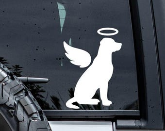Labrador Memorial Decal | Labrador with Angel Wings and Halo Sticker | Vinyl Car Window Decal | Dog Loss Sympathy Gift