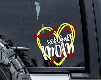 Softball Mom Vinyl Decal | Softball Car Decal | Softball Mom Sticker | Softball Tumbler Decals | Softball Heart Decal | Vinyl Stickers