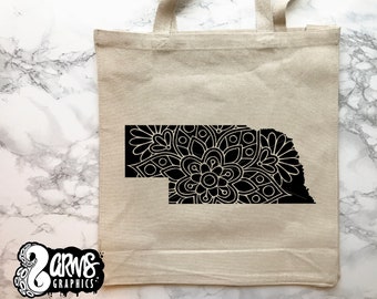 Canvas Tote Bag Tote Bag Custom Tote Bag Personalized Nebraska Home State Tote Bag Personalized Bag Shopping Bag 14 x 15 14