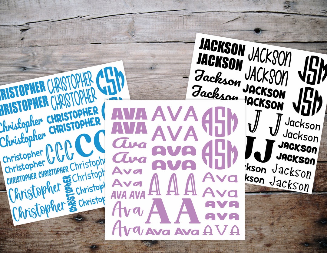 Name Decals | Back to School Name Labels | Vinyl Decal Sheet ...
