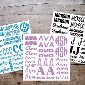 Name Decals | Back to School Name Labels | Vinyl Decal Sheet | Personalized Decals | Monogram Decal | Sticker Sheet | Name Label for School