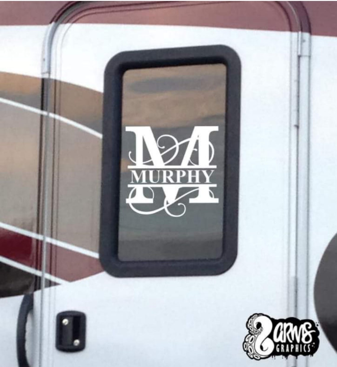 Personalized Split Monogram RV Door Window Decal