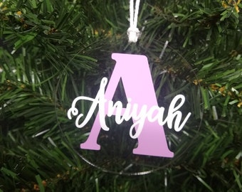 Personalized Name Ornament | Monogram Ornament | Minimalist Christmas Tree Ornament | Custom Name Ornament | Kids Christmas Ornament