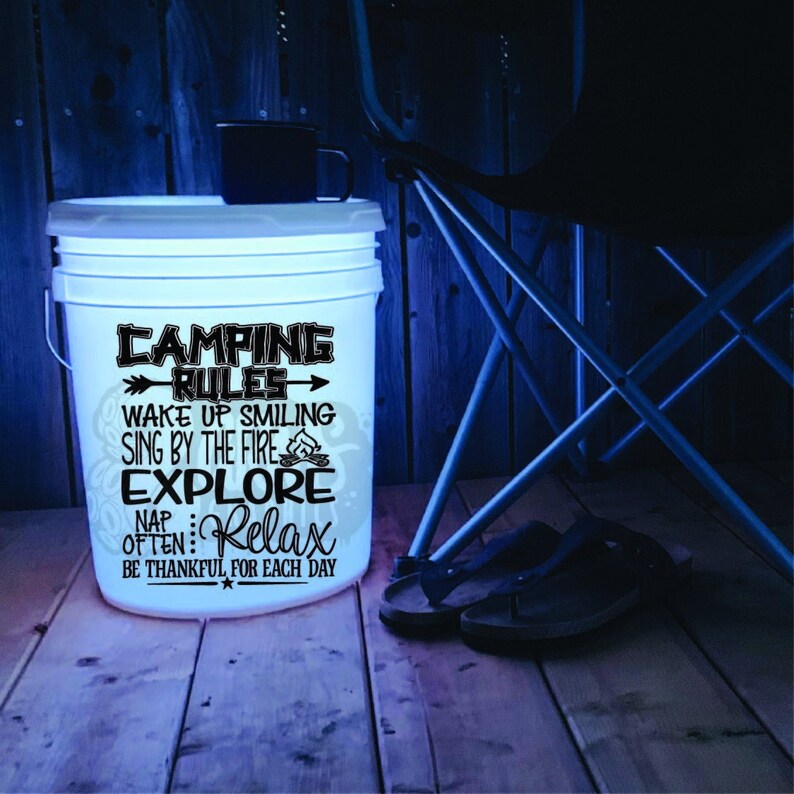 Camping Rules Decal Bucket Decal Camping Accessories Etsy