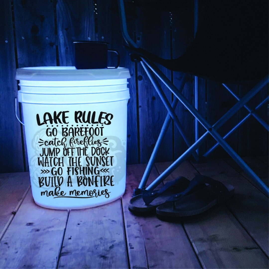 Lake Rules Decal Bucket Decal Beach Accessories Lake House Decor