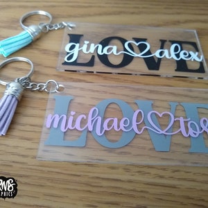 Personalized Love Acrylic Keychain | Couple's Keychain | Valentine's ...