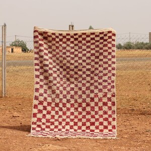 Checkered Moroccan Wool Rug: Handmade Berber Carpet