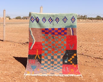 Colorful Moroccan Rug, Custom Fabulous Moroccan Rug from Boujaad, Boho Abstract soft color Carpet Handmade by berber Women