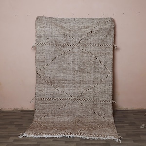 Terracotta Moroccan Rug | Earth Tone Beni Wool Carpet | Handmade Custom Size | Minimalist Boho Decor | Soft Neutral Floor Rug
