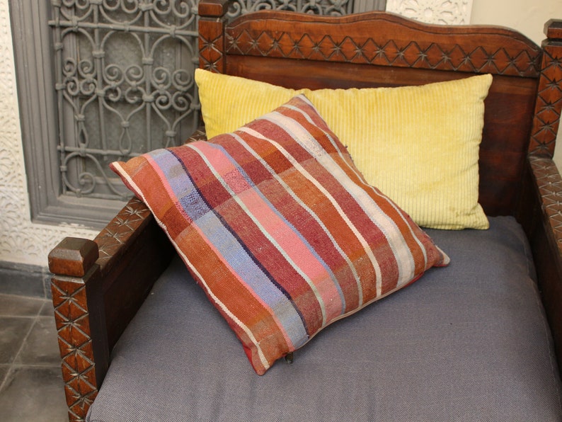 kilim pillow cover handwoven pillow case by Berber women. Moroccan pillow