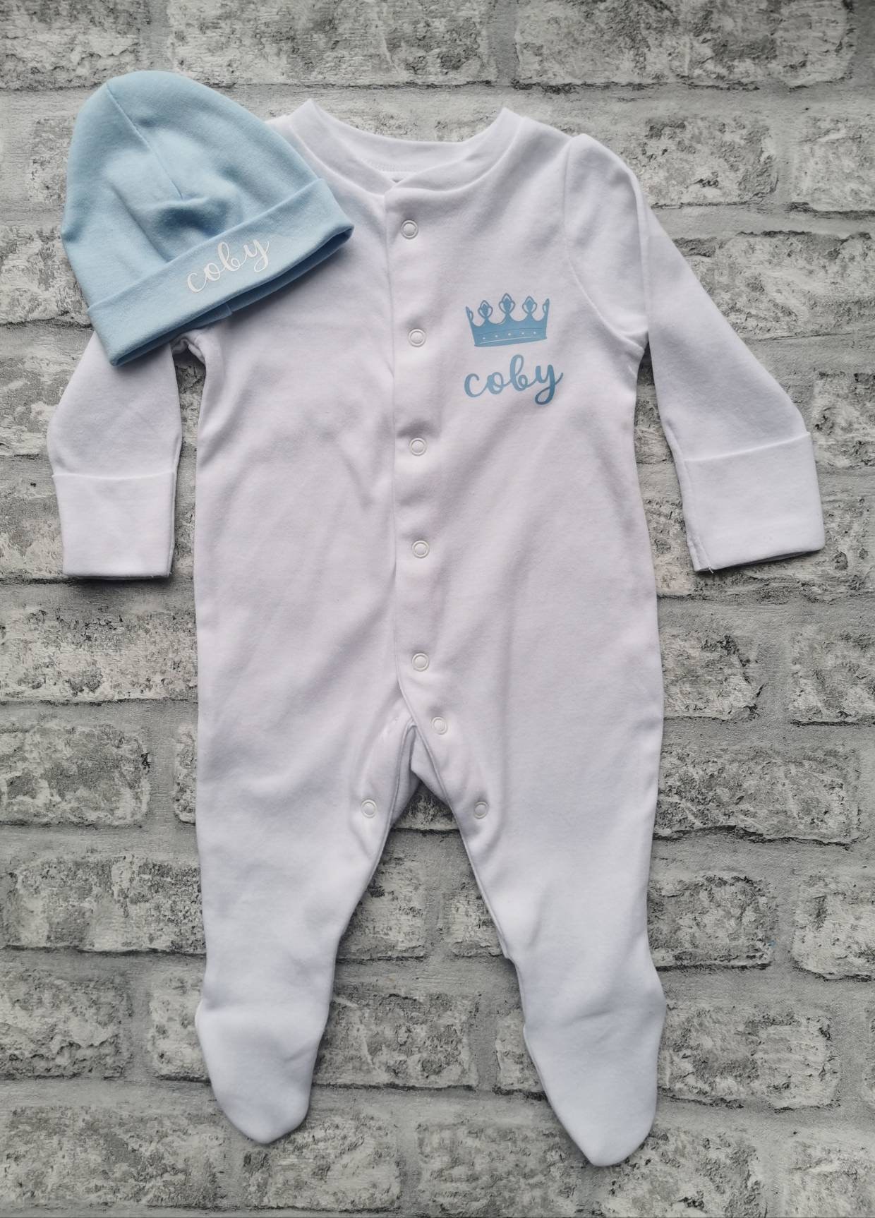 Personalised Baby Wear New Baby Sleepsuit And Hat Etsy