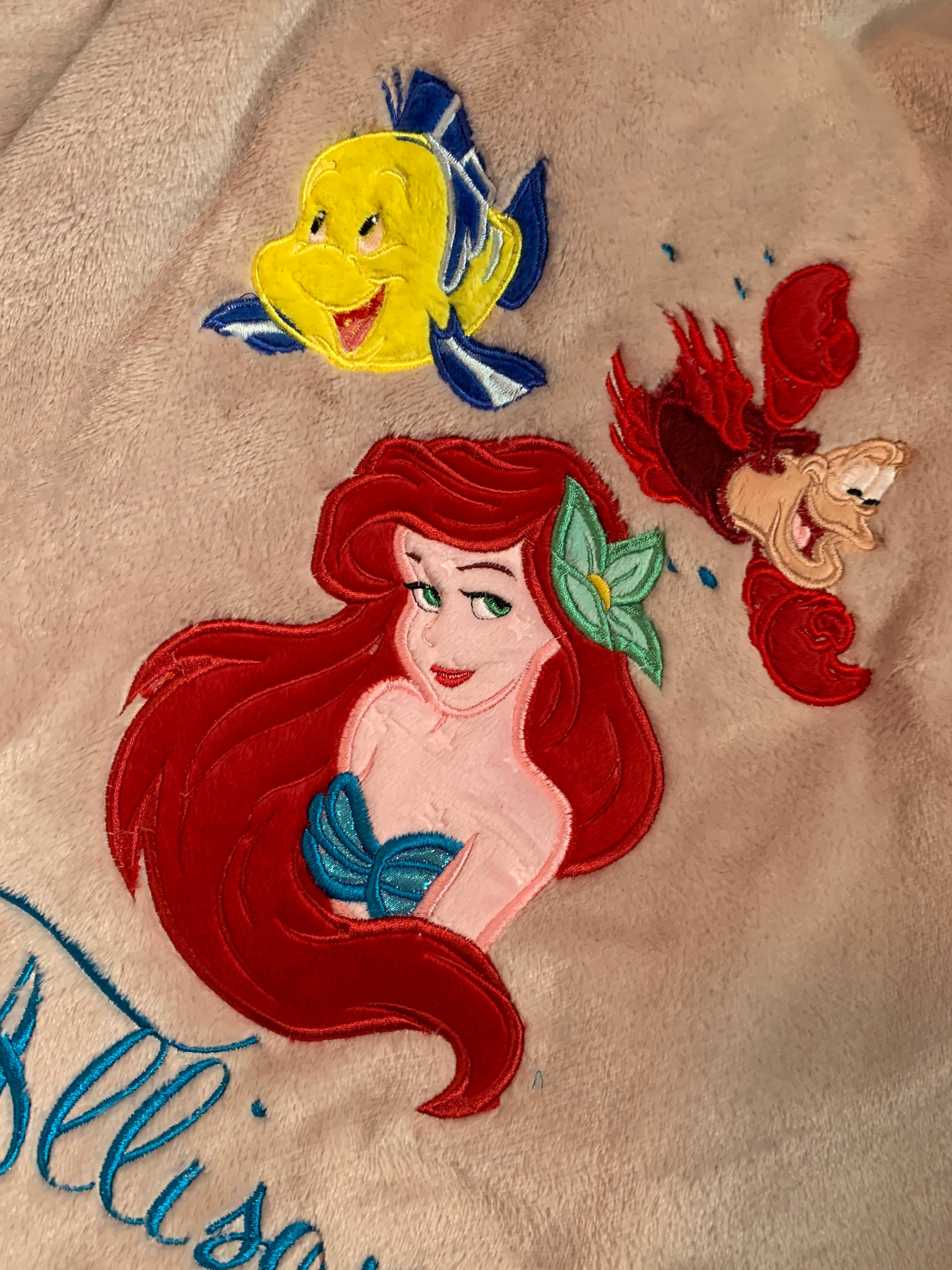 Personalized Little Mermaid Blanket - Little Mermaid Blanket - Flounder