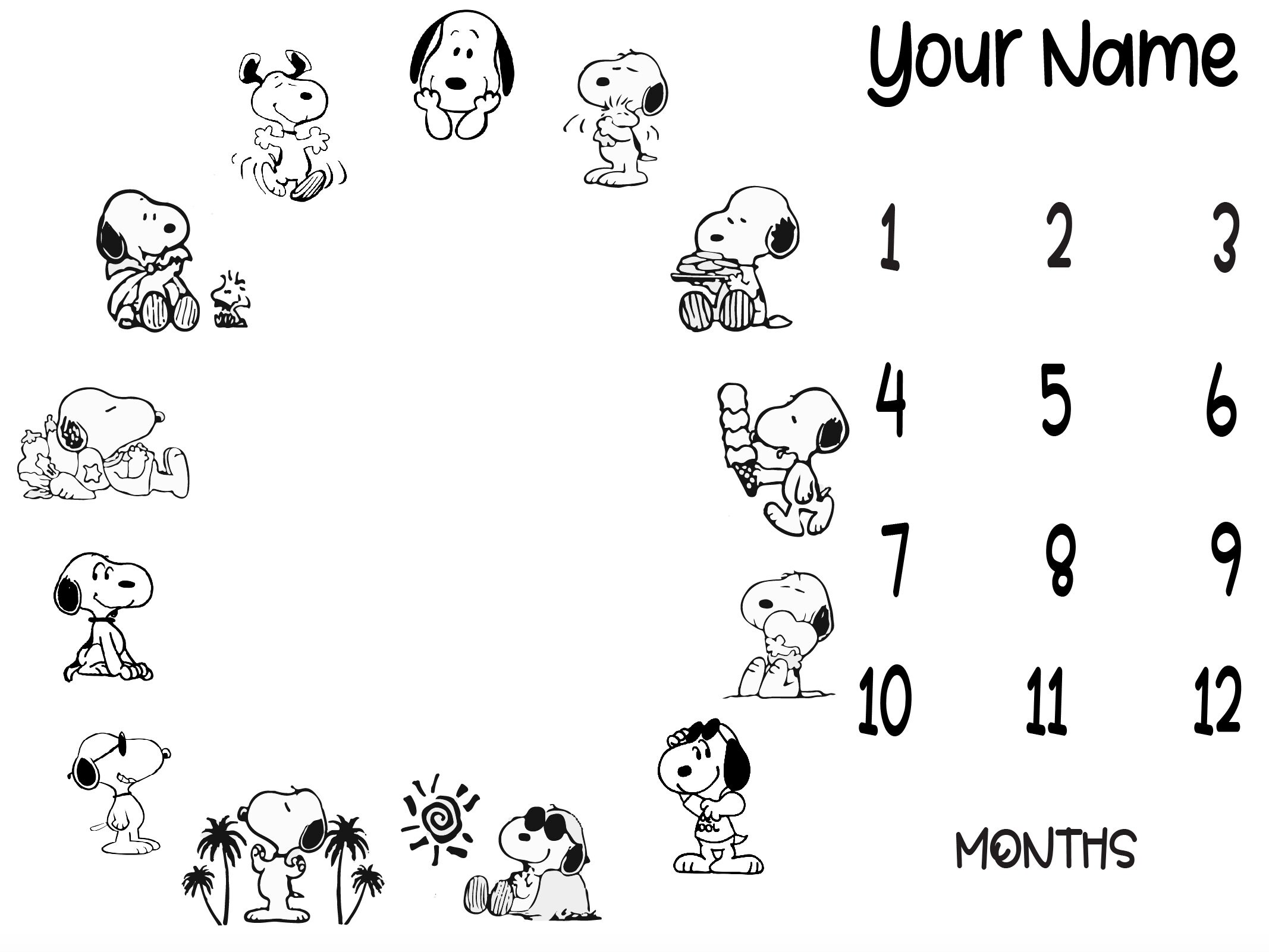 Snoopy Dog Milestone Baby Blanket Snoopy Dog Month Blanket Etsy