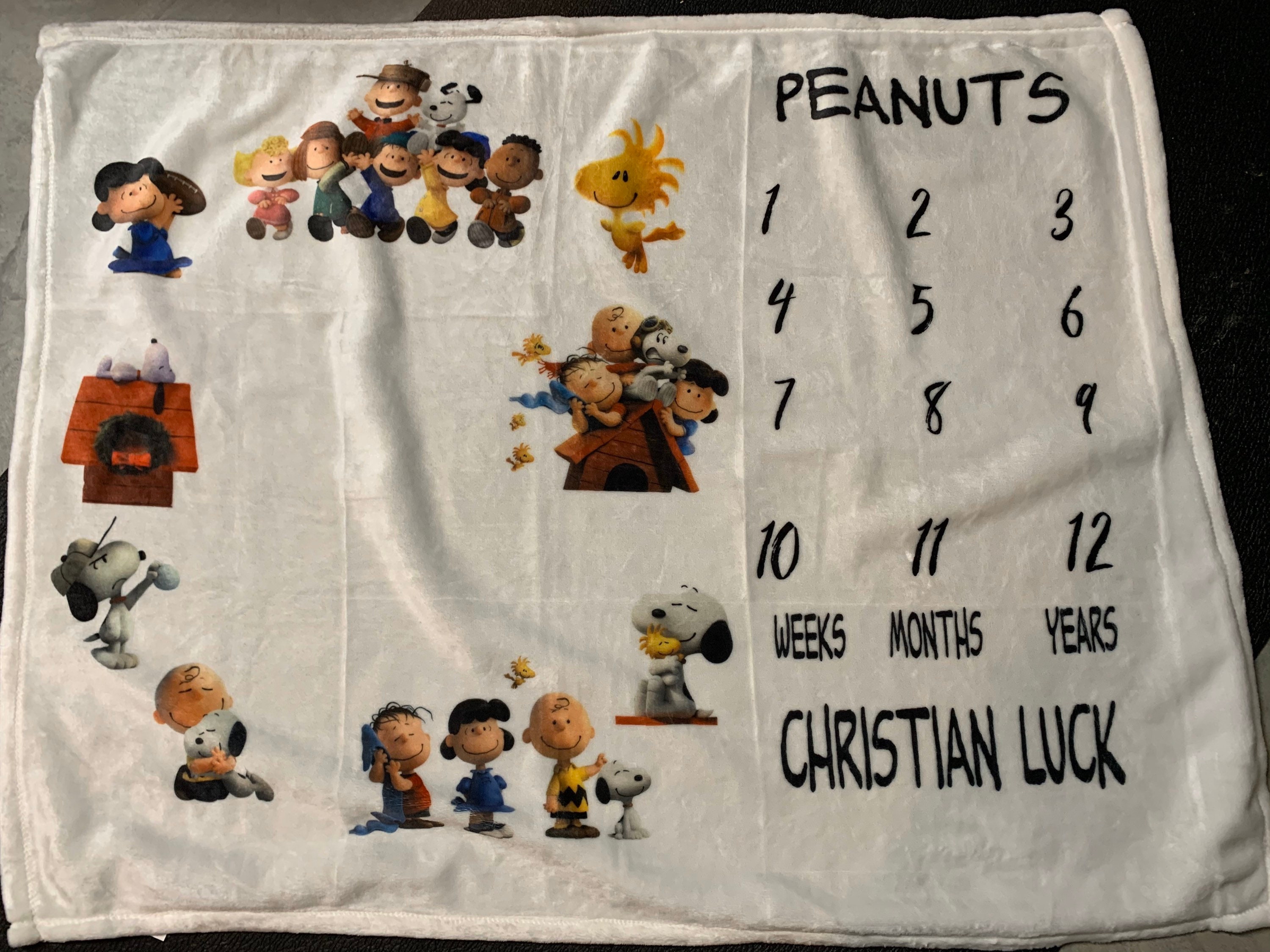 Snoopy Dog Milestone Baby Blanket Snoopy Dog Month Blanket Etsy