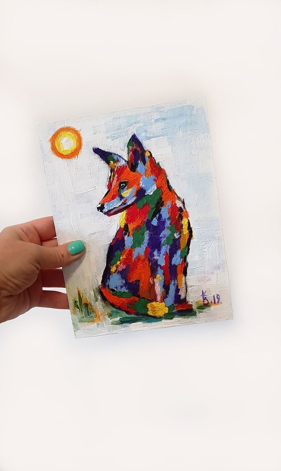 Fox Acrylic Painting Fox Artwork Fox Original Art Animal Etsy