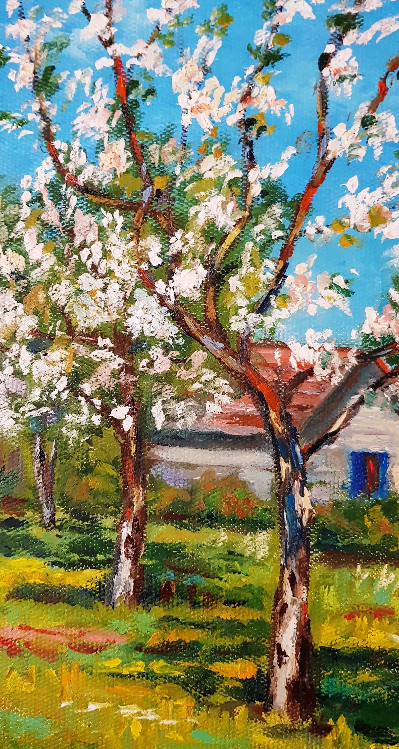 Blooming tree spring landscape painting Tree impressionism | Etsy
