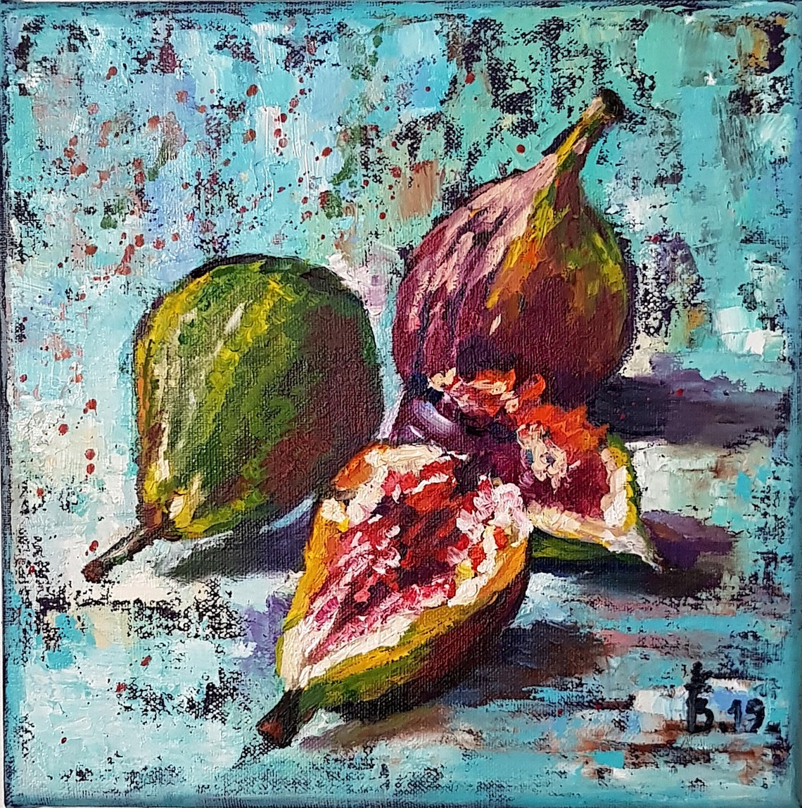 Fresh figs original painting Abstract fruits art Food Figs Etsy
