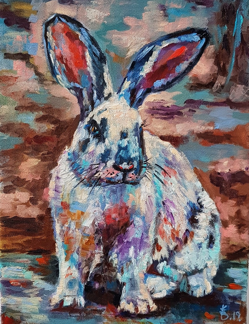 Kaninchen Hase Malerei süße Kaninchen Bild Tier Kindergarten | Etsy