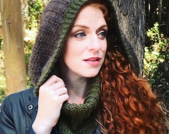 The Archers Hood - Crochet PDF Pattern Tutorial - Hooded Cowl - Fall, Winter, Outdoor Wear