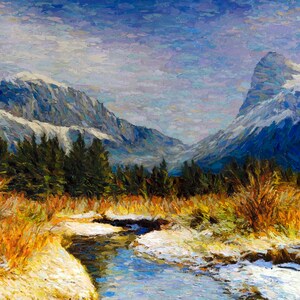 Winter Hills, Colorado landscape painting, original art work, impressionism, oil on canvas, 40in x 21in