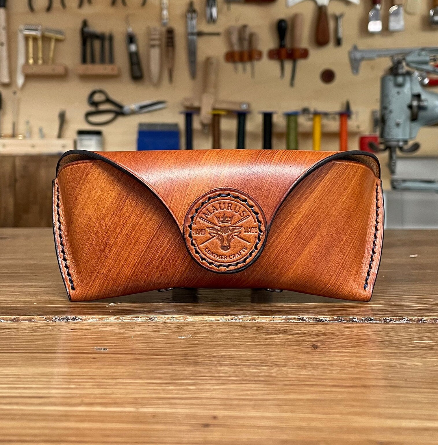 Eyeglasses Case in Vegetable Tanned Tuscan Leather Colored and