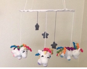 Unicorn Mobile, Unicorn Baby Mobile, Nursery Decor, Crochet Unicorn Mobile, Baby Shower Gift, Rainbow Unicorn Nursery, Baby Girl, Baby Boy