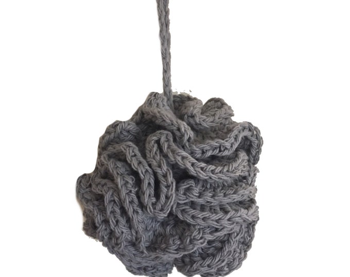 Gray Crochet Bath Pouf