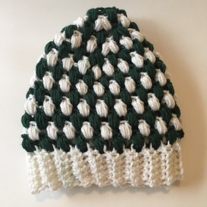 Green and White Crochet Hat, Free Shipping, Photo Prop, Halloween, Cosplay, Baby, Beanie, Crochet Hat, Crochet Hat Men, Messy Bun Hat image 5