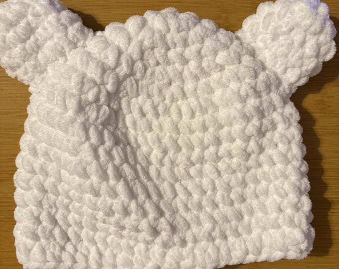 White Crochet Bear Hat, Beanie, Free Shipping, Crochet Hat, Bear, Baby Shower Gift, New Mom Gift, New Baby Gift, Womens Hat, Kids Hat, Baby