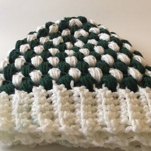 Green and White Crochet Hat, Free Shipping, Photo Prop, Halloween, Cosplay, Baby, Beanie, Crochet Hat, Crochet Hat Men, Messy Bun Hat image 8