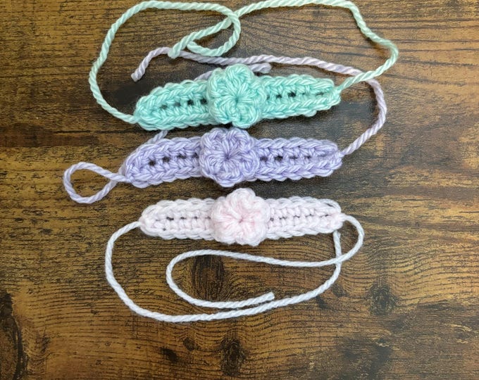 Triple ID Bracelet, Triplets Anklets, Baby Bracelet, Free Shipping, Triplets Bracelets, Baby Anklet, Crochet ID Bracelet