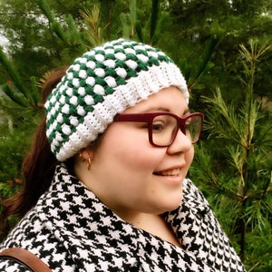 Green and White Crochet Hat, Free Shipping, Photo Prop, Halloween, Cosplay, Baby, Beanie, Crochet Hat, Crochet Hat Men, Messy Bun Hat image 3