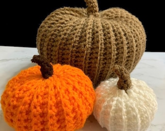 Crochet Citrouille Automne Décor Orange Citrouille Faites à la main Décorations d’Halloween